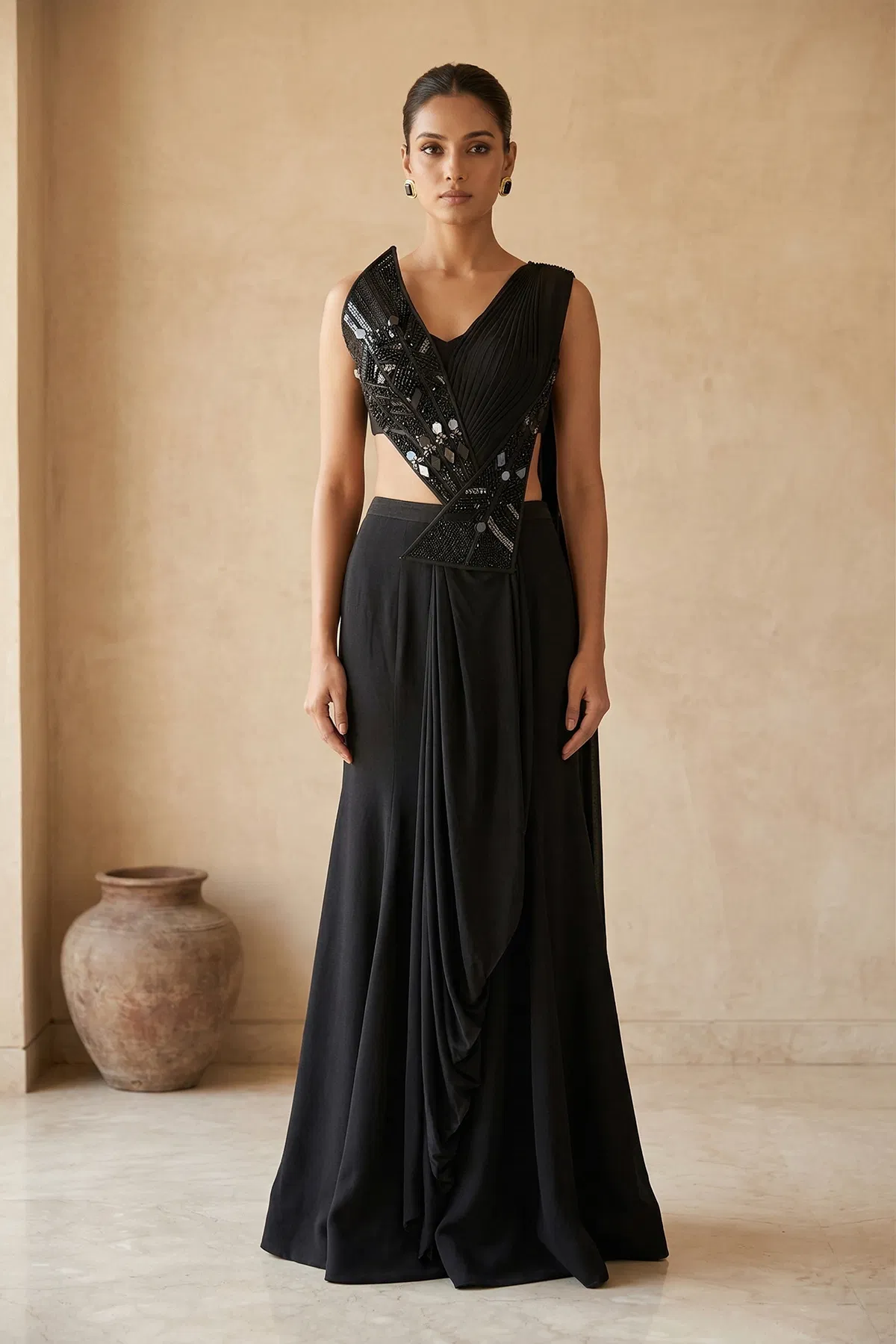 black-crepe-ready-to-wear-saree-with-embroidered-blouse-jl3685